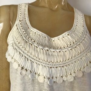 3.1 PHILLIP LIM Racerback Ivory Linen Cotton Top S